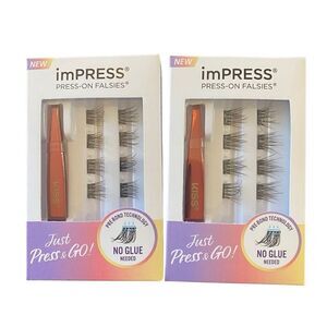 Impress Press-on Falsies eyelashes 2 sets press & go pre-bond technology